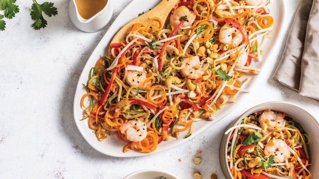 Salade de pad thaï aux crevettes