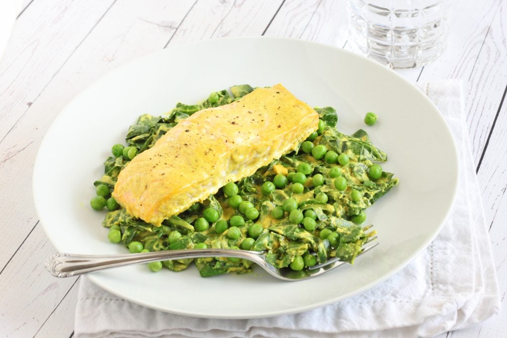 Saumon au curry et chou vert