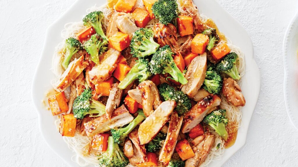 Bol de poulet au sésame orange