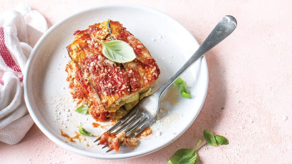 Lasagne de courgettes au pesto de noix de cajou