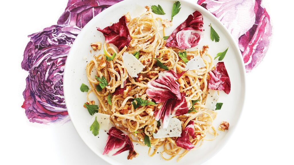 Linguine au radicchio et à la ricotta