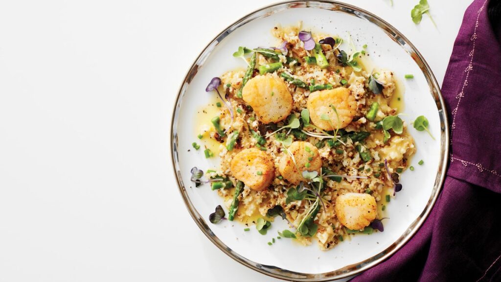 Risotto de chou-fleur aux pétoncles poêlés