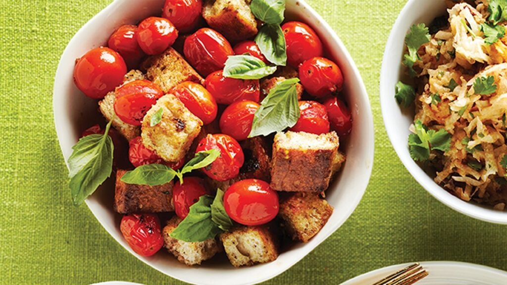 Panzanella aux tomates grillées