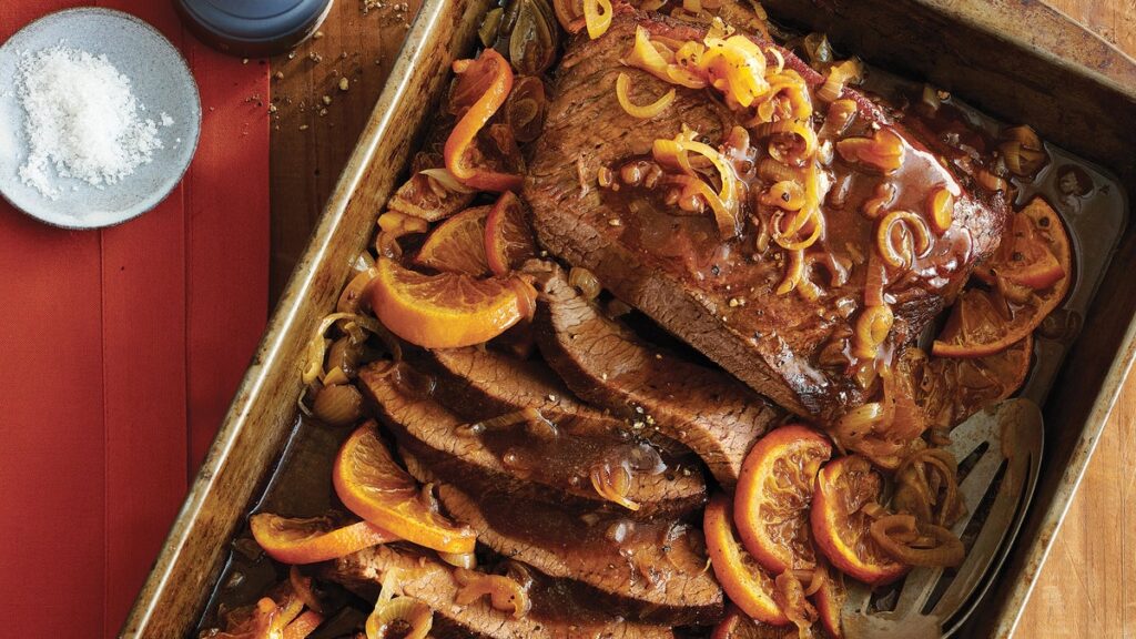 Poitrine épicée aux échalotes et mandarines