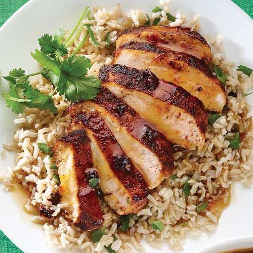Poulet chipotle à l'orange avec riz à la coriandre
