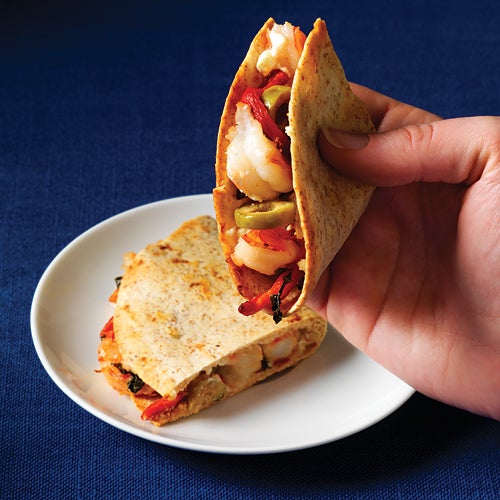 Quesadillas aux crevettes et fromage de chèvre