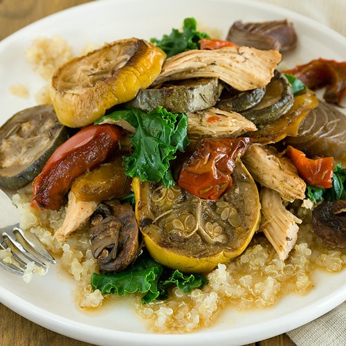 Poulet et légumes glacés au vinaigre balsamique